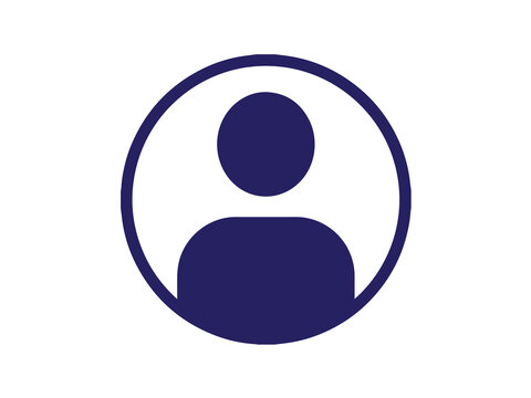 A simple black and white icon of a person's silhouette in a circle