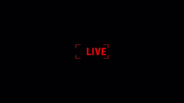 LIVE Button Animation with Transparent Background, Simple Live Streaming Indicator Icon, Red LIVE Status Symbol for Social Media, Online Broadcast and Video Content, 4K Alpha Channel