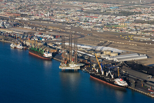 Africa, Namibia, Deepwater port, Aerial view
