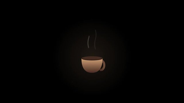 steaming coffee mug icon brown black screen