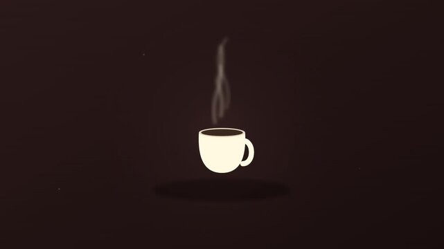 steaming coffee cup vector icon animation loop