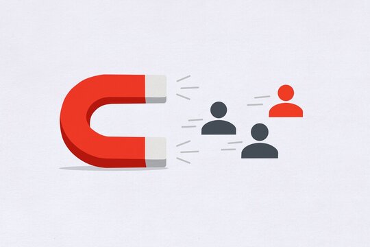 Red magnet attracting customer for business growth strategy