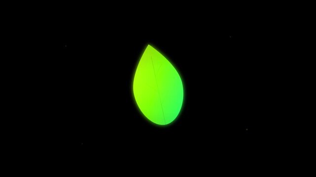 swaying green leaf vector icon on black