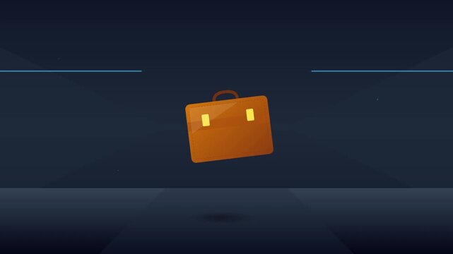 swinging brown briefcase icon for business and work