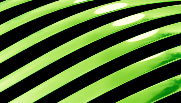 Abstract pattern of diagonal green stripes on a black background