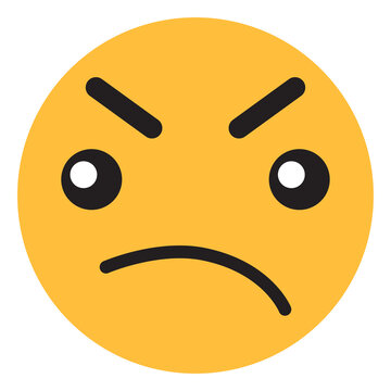 Furious yellow emoji showing clenched teeth beneath narrowed eyebrows, strong anger reaction icon for rage, conflict, messaging, social media and expressive content
