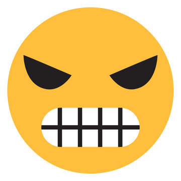 Frustrated yellow emoji with furrowed brows and downward mouth, displeased reaction face for anger, disappointment, annoyance, messaging and social media