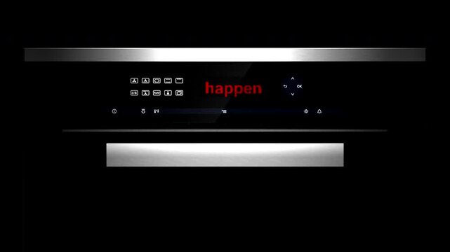 Modern smoking oven with scrolling Shit Happens text on display