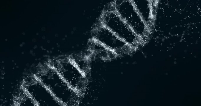 Medical 3D DNA strand rotating with floating particle effect. Science and Medical Concept.