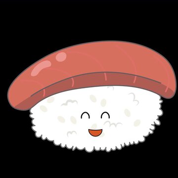かわいいマグロ寿司のアニメーション動画素材(透過・アルファチャンネル付き)