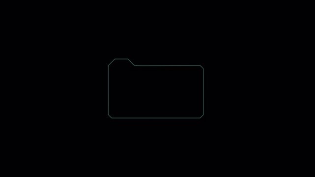Minimalist digital folder icon animation on black background.