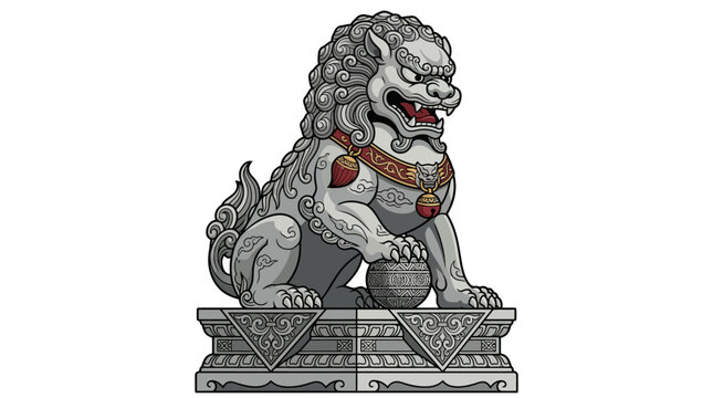 Chinese guardian lion statue vector concept vector illustration for creative projects and modern business isolated background element