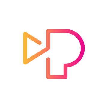 P play media line modern logo design