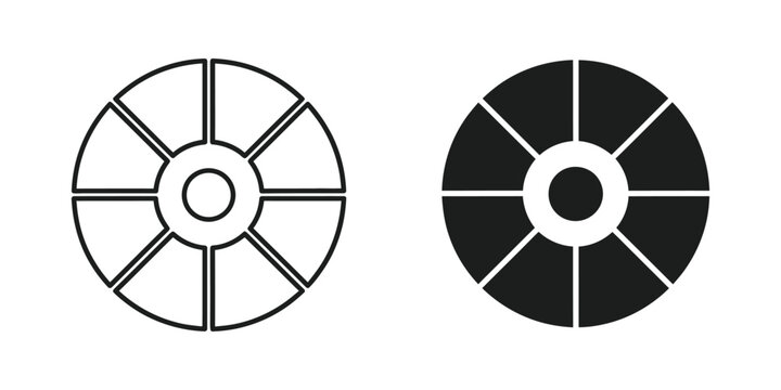 Abstract color wheel with eight segments in outline and solid fill against a white backdrop