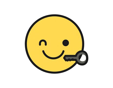 Happy yellow smiley face emoticon icon illustration.