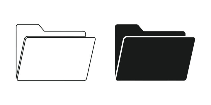 Outline and Solid Folders with Tabs for Document Organization and Data Storage