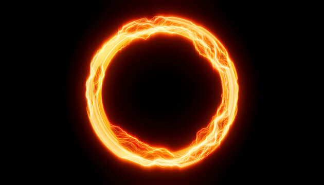 Electric glowing ring with vibrant orange light energy effect