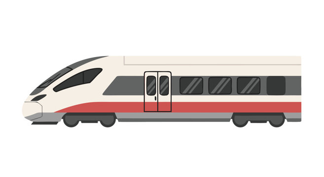 Modern high-speed train vector illustration isolated on a white background, side view of a passenger locomotive
