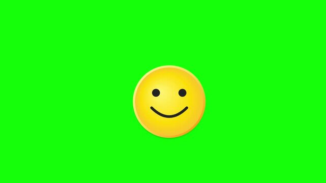 vibrant yellow happy smiley face animation green screen