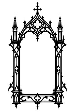 intricate gothic architectural frame window with ornate tracery and finials window vector
