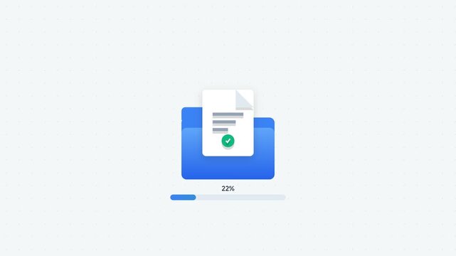Digital file transfer and document upload progress folder icon graphics