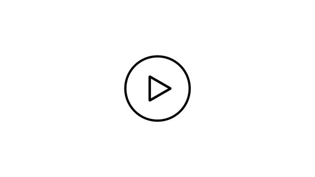 pause icon animation glowing media player control pause button neon circle animation Minimalist video play button icon on a black background