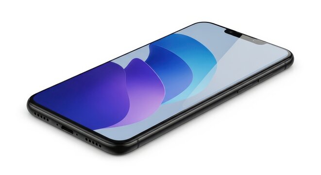 Sleek smartphone showcasing vibrant abstract wallpaper on its display