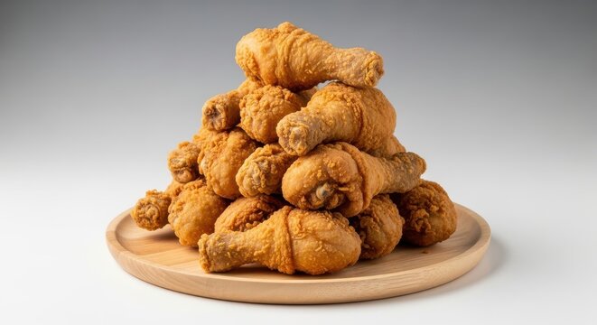 Golden fried chicken drumsticks on a plate