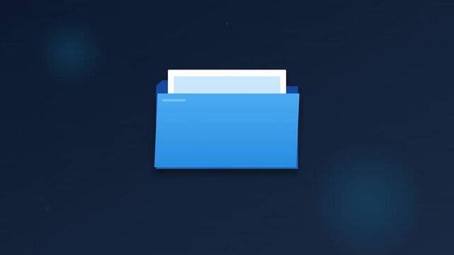 office folder opening animation professional corporate blue tones