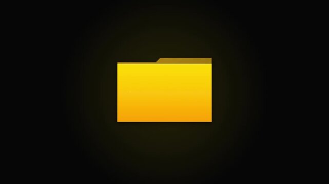 Opening File Folder Icon Animation On Black Screen