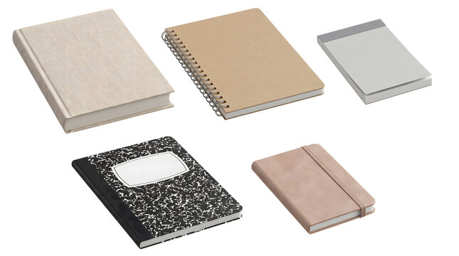 Blank Notebooks Set Isolated on Transparent Background