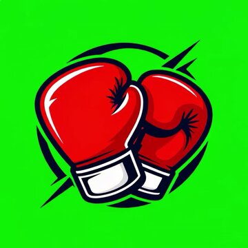 Pro boxer red gloves cartoon animation for gym overlay greenscreen