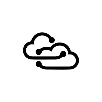 Minimalist black icon representing cloud computing and digital network connectivity.