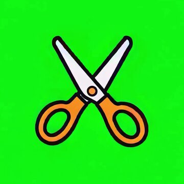 Barber shears or tailor cutting scissors animated vector graphic greenscreen