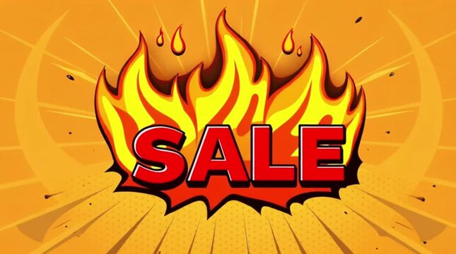 Sale Background with Fiery Flames and Bold Red Sale Text for Eye-Catching Promotions and Marketing Campaigns