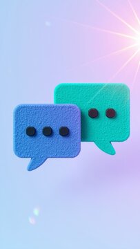 Overlapping 3D chat bubbles with textured surface illustrating communication and online dialogue