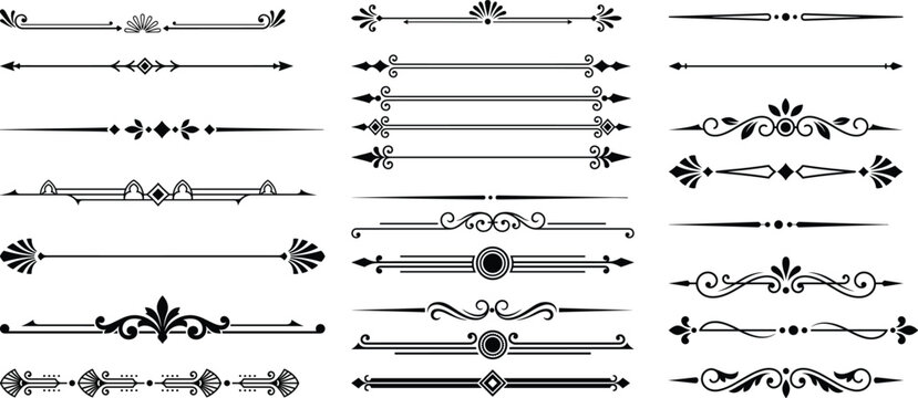 Elegant vintage decorative border designs with intricate arrow and floral elements