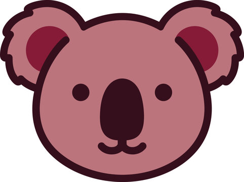 Cute cartoon koala bear head illustration with a simple flat design style on a white background