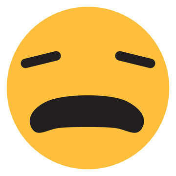 Exhausted Sad Emoji Face with Downward Mouth and Closed Eyes Vector Illustration