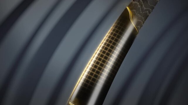 3D animation close-up of damaged hair being restored with a light glowing effect from root to tip.
