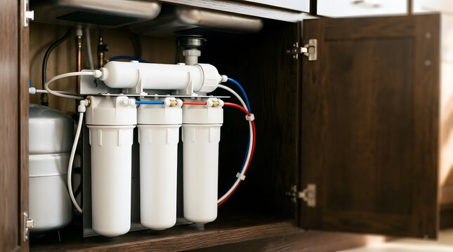 under sink reverse osmosis water filtration system for residential drinking water purification and convenient kitchen treatment