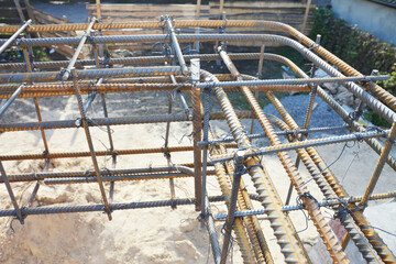 Rebar tying for concrete foundation construction