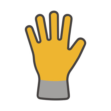 Yellow and gray glove icon