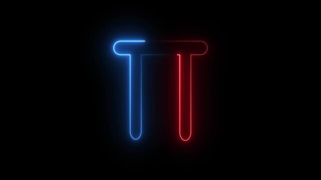 Greek letter pi symbol with red and blue neon light effect