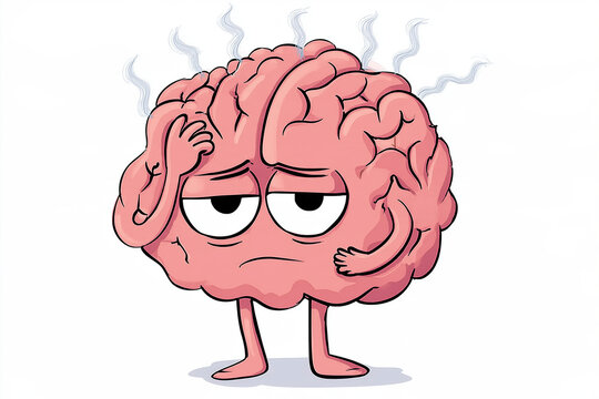 Brain illustration cartoon on white background for articles blogs newsletters design