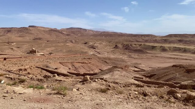 View from Ait Benhaddou. It is a small ksar located in the Ounila Valley, A&iuml;t Benhaddou, Dr&acirc;a-Tafilalet, Morocco
