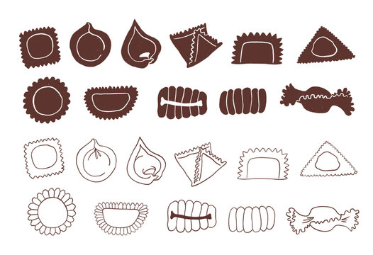Set of different dumplings types
