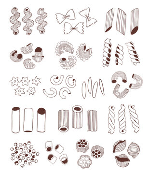 Illustration with different types of pasta