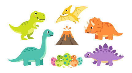 Cute Dinosaur Vector Illustration Set for Kids © Stark Strokes