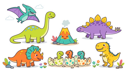 Cute Dinosaur Vector Illustration Set for Kids © Stark Strokes